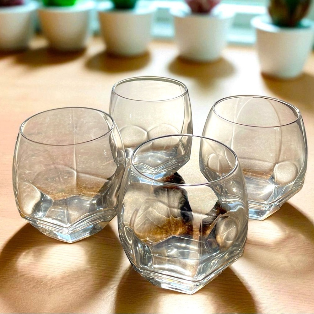 Bella Italia old fashioned glasses, set of 4, crystal, made in Italy, vintage